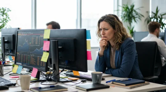 Responsable comptable analysant ses indicateurs DSO sur écran
