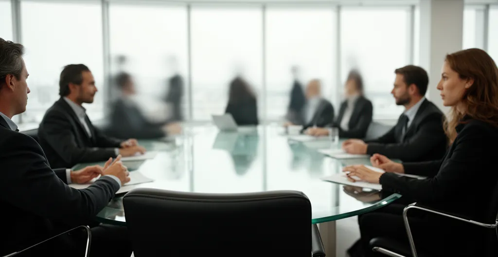 Salle de réunion CSE en entreprise avec participants en discussion